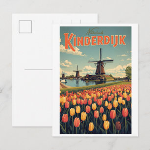 Carte Postale Kinderdijk Hollande Pays-Bas Moulins à vent cadeau