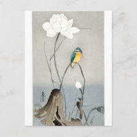 Kingfisher avec Fleur Lotus - Ohara Koson - blanc