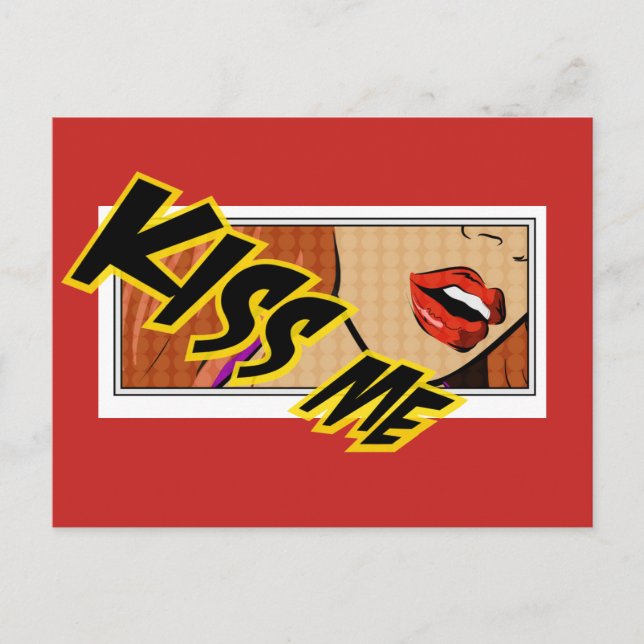 Carte Postale Kiss Me Comic Pop Art (Devant)