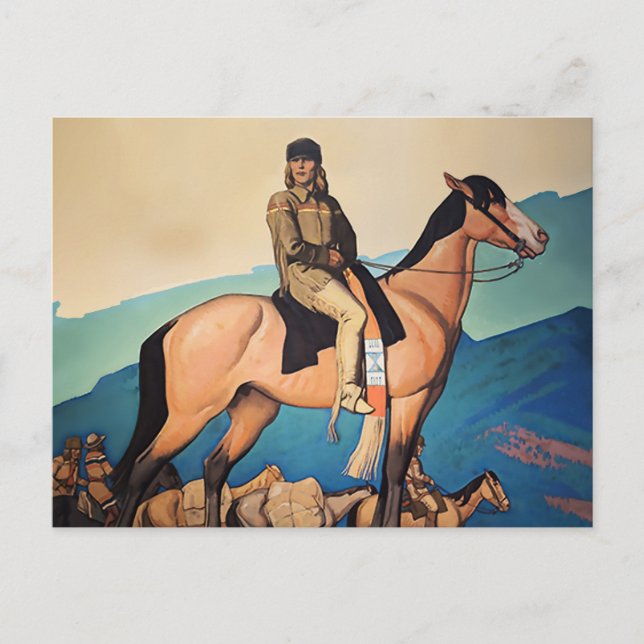 Carte Postale Kit Carson with Mountain Men par Maynard Dixon (Devant)