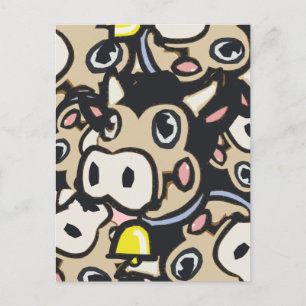 Carte Postale Kitschy Pop Art Laitier Moo Vache Dans Le Style Ré