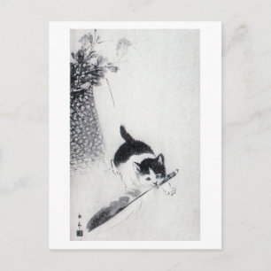 Carte Postale Kitten avec plume, Imao Keinen