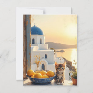 Carte Postale Kitten avec vue sur coucher de soleil