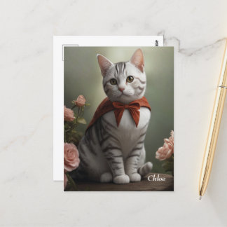Carte Postale Kitten vintage américain Shorthair avec Roses