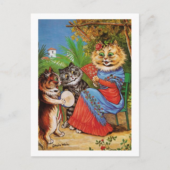 Carte Postale Kittens & Lady, Louis Wain (Devant)