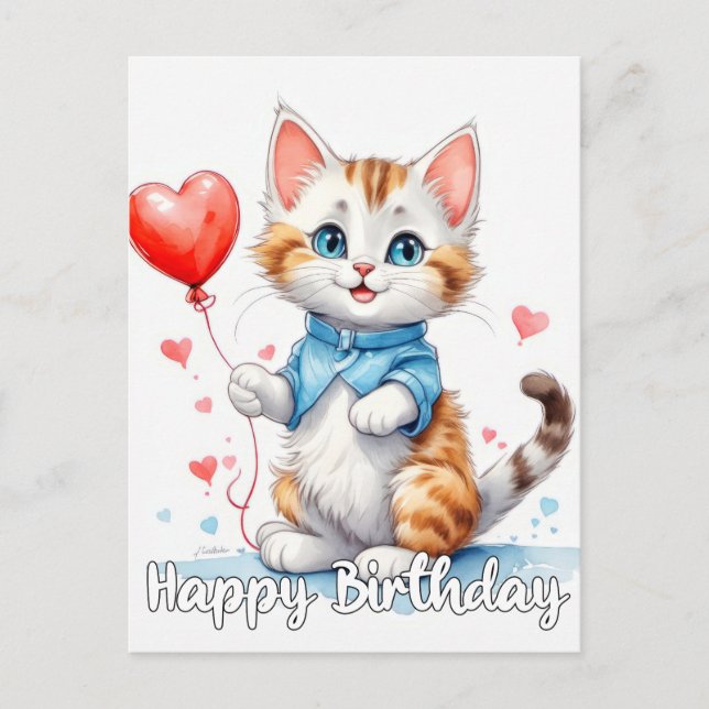 Carte Postale Kitty Cat Animal de Fête - Joyeux Anniversaire (Devant)