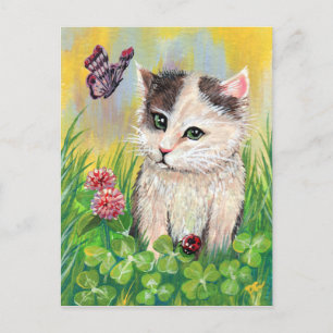 Carte Postale Kitty dans le patch de fermeture
