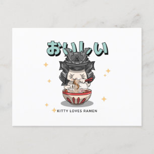 Carte Postale Kitty Loves Ramen - Ventilateurs de chats nouilles