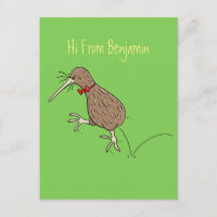Kiwi sautant heureux avec dessin animé de nœud pap