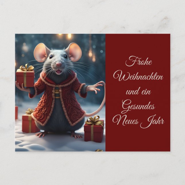 Carte Postale KL Le rat souhaite un joyeux Noël (Devant)