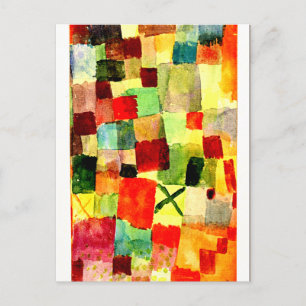 Carte Postale Klee - Aquarelle avec Croix Vert foncé