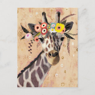 Carte Postale Klimt Giraffe   Couronne De Fleurs
