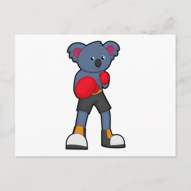 Carte Postale Koala à la boxe avec des gants de boxe (Devant)