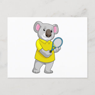 Carte Postale Koala à Tennis avec raquette de tennis