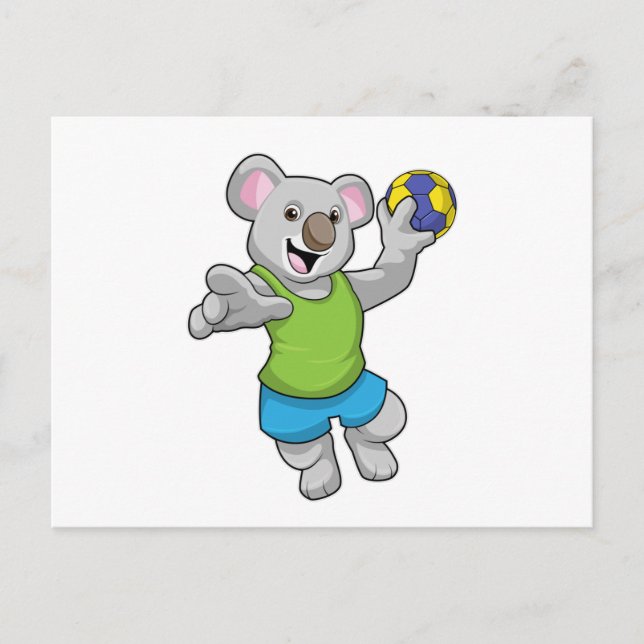 Carte Postale Koala avec sports de handball (Devant)