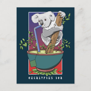 Carte Postale Koala Boire du thé à l'eucalyptus