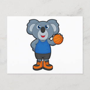 Carte Postale Koala comme joueur de basket-ball avec basket-ball