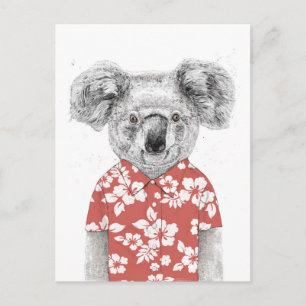 Carte Postale Koala d'été (rouge)