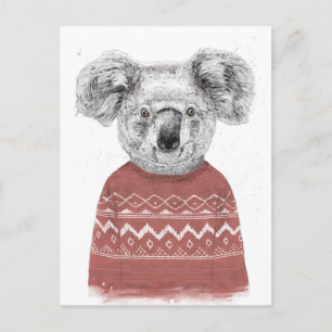 Carte Postale Koala d'hiver (rouge)