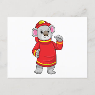 Carte Postale Koala en pompier avec casque