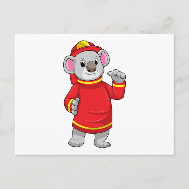 Carte Postale Koala en pompier avec casque (Devant)