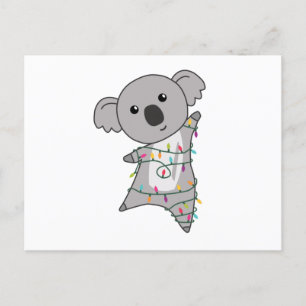 Carte Postale Koala Noël Neige Animaux d'hiver Koalas
