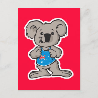Carte Postale koala portant un maillot d'Australie