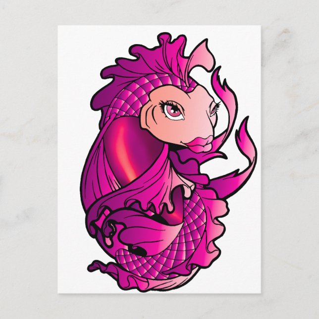 Carte Postale Koi rose (Devant)