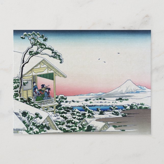 Carte Postale Koishikawa Tea House View Mt Fuji par Hokusai (Devant)