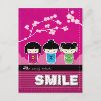 Carte postale Kokeshi "SMILE"