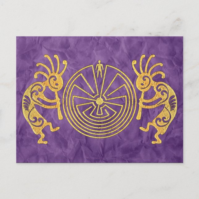Carte Postale KOKOPELLI / L'HOMME DANS LE MAZE or + vos idées (Devant)