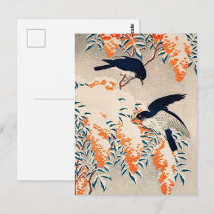 Carte Postale Koson Nandina & Flycatchers en Art Japonais de la