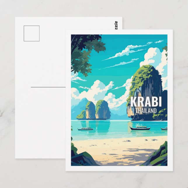 Carte Postale Krabi Thaïlande célèbres lieux de voyage (Devant / Derrière)