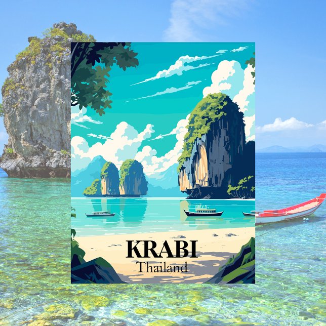 Carte Postale Krabi, Thaïlande Illustration de plage (Krabi, Thailand )