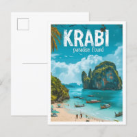 Krabi Thaïlande Illustration de voyage d'art Vinta