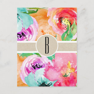 Carte Postale Kraft botanique rustique moderne floral coloré