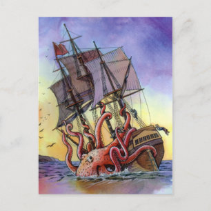 Carte Postale Kraken Attack Postcard