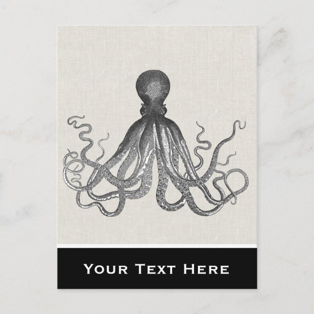 Carte Postale Kraken - Octopus géant noir / Cthulu (Devant)