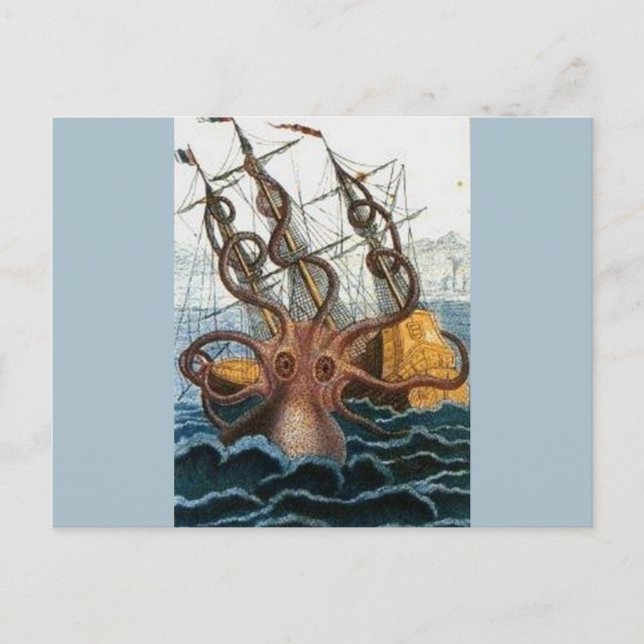 Carte Postale Kraken Steampunk Octopus Vintage (Devant)