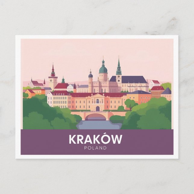 Carte Postale Kraków Pologne Pastel Travel - Wawel Castle (Devant)