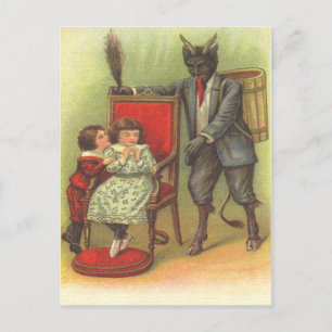 Carte Postale Krampus arrive pour les mauvais enfants