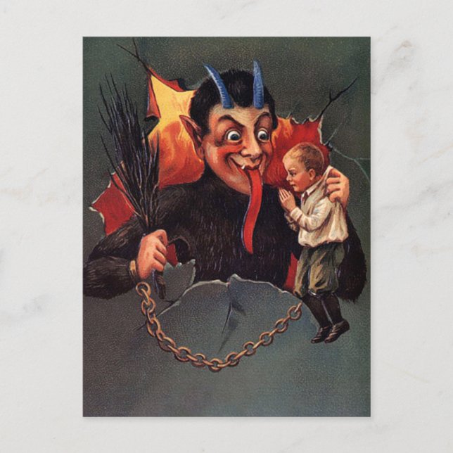Carte Postale Krampus Avec Garçon (Devant)