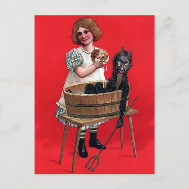 Carte postale Krampus Bath vintage (Devant)