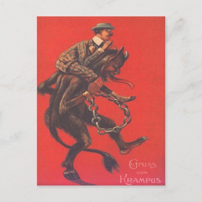 Carte Postale Krampus Enlevant Adulte (Devant)