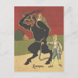 Carte Postale Krampus enlève des enfants