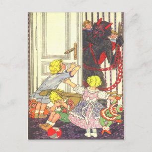Carte Postale Krampus enlève les mauvais enfants