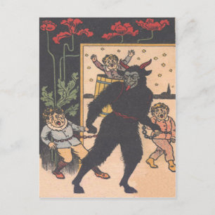 Carte Postale Krampus ôte les mauvais enfants