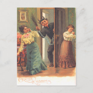 Carte Postale Krampus punissant les femmes