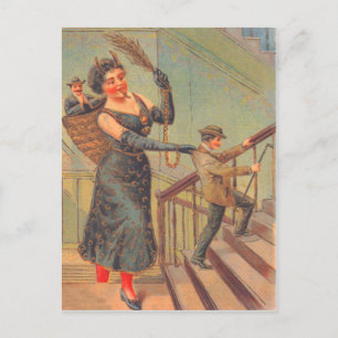 Carte Postale Krampus punissant un mauvais homme