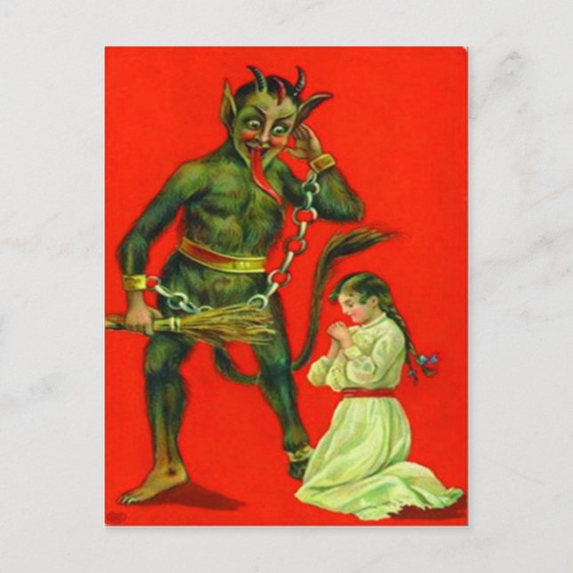 Carte Postale Krampus Punissant Une Mauvaise Fille (Devant)
